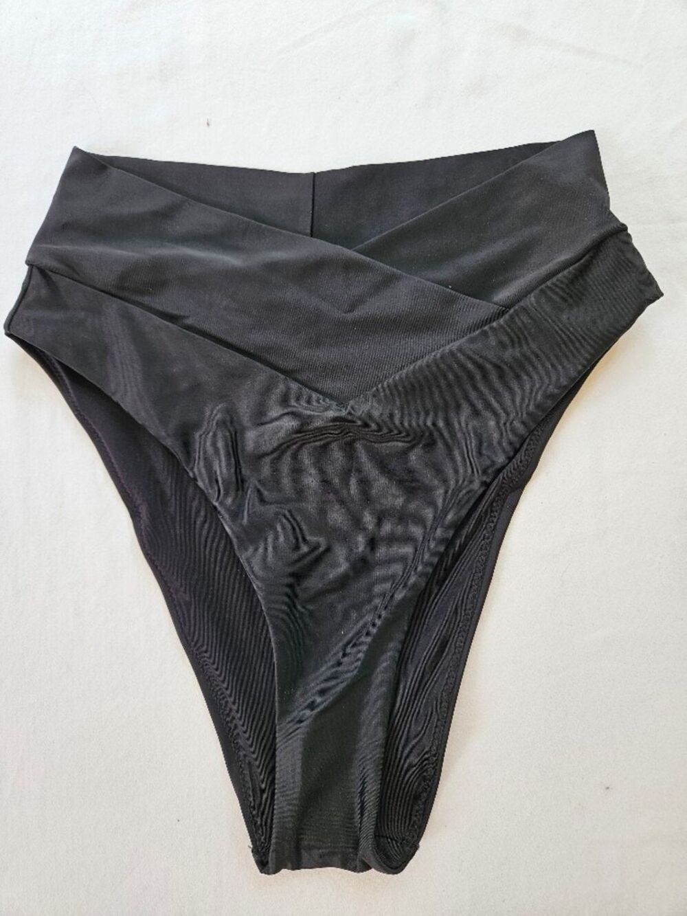 aerie Black Crossover High Cut Cheeky Bikini Bottom, NWT Size Small